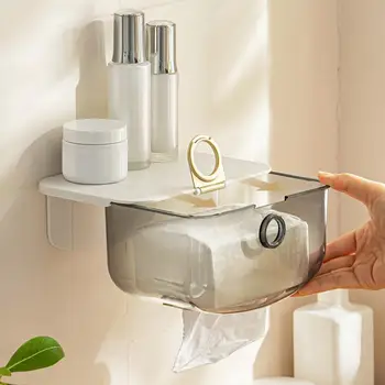 Удобная коробка для хранения бумаги, простая организация, Стильная настенная коробка для салфеток с передней пряжкой для ванной комнаты для большинства пользователей