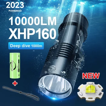 фонарь на 10000 люмен, подводные фонарики, перезаряжаемый профессиональный фонарик для дайвинга, водонепроницаемый дайвинг на 1000 м